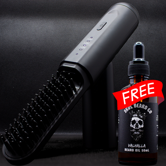 Skol's Wireless Heated Beard Styling Brush + FREE 50mL Beard Oil